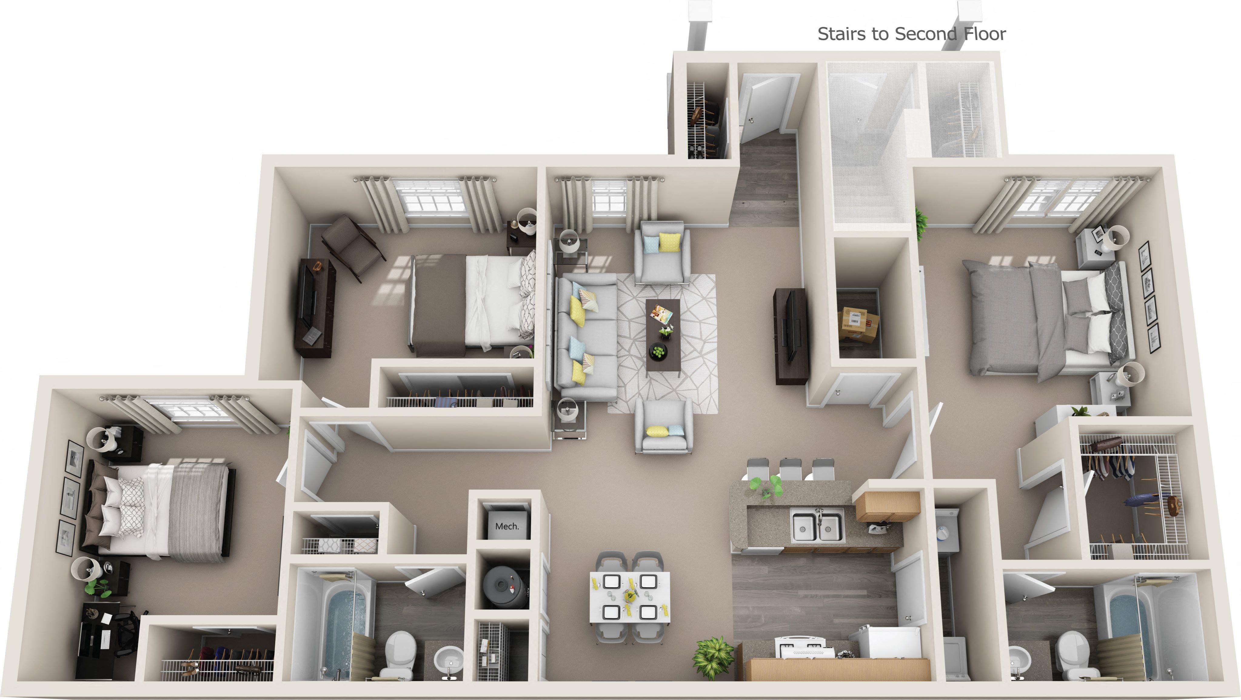 Three Bedroom Two Bath Floor Plan 3